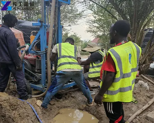Bulgarian client using a small water well drilling rig