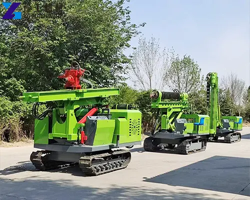 solar pile driver and drilling rig